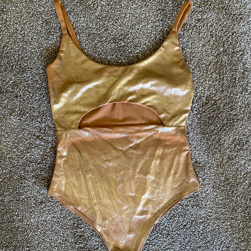 Gold/Bronze aged effect cutout bodysuit